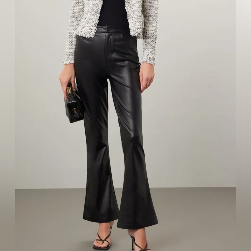 7 for all mankind faux black leather chic edgy flared sophisticated pants NWT 29